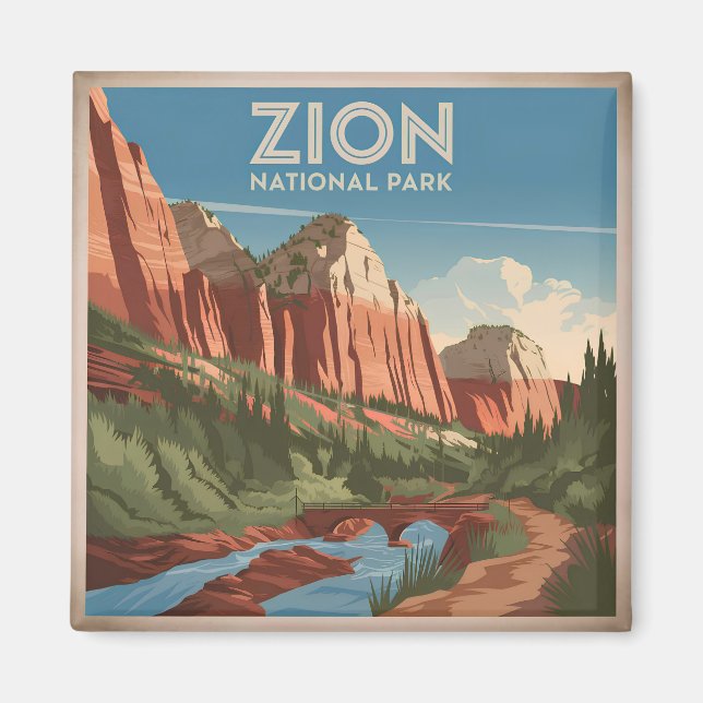 Zion National Park vintage Magnet (Framsidan)