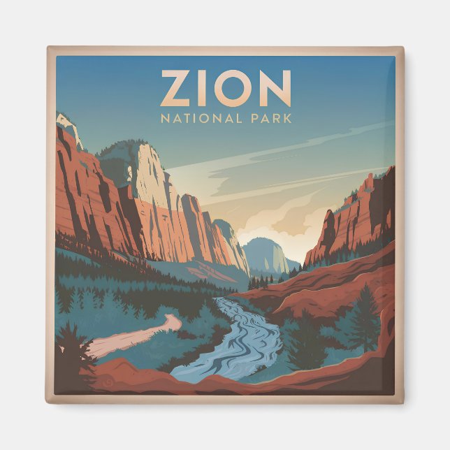 Zion National Park vintage Magnet (Framsidan)