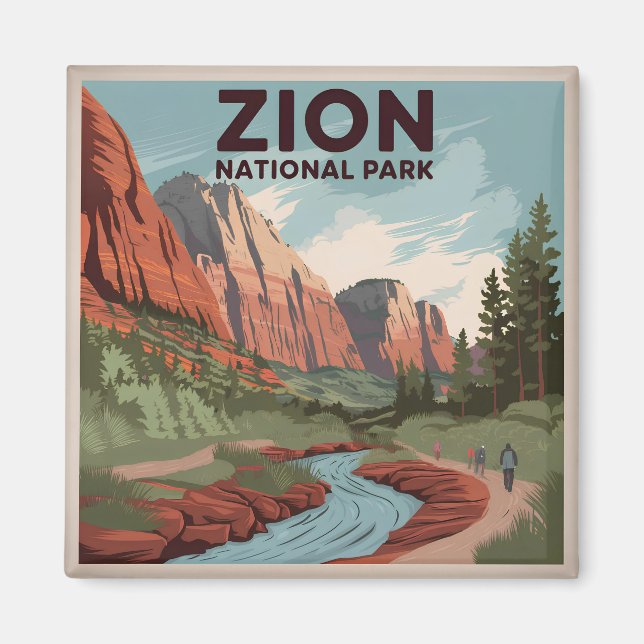 Zion National Park vintage Magnet (Framsidan)