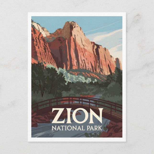 Zion National Park vintage Vykort (Framsida)