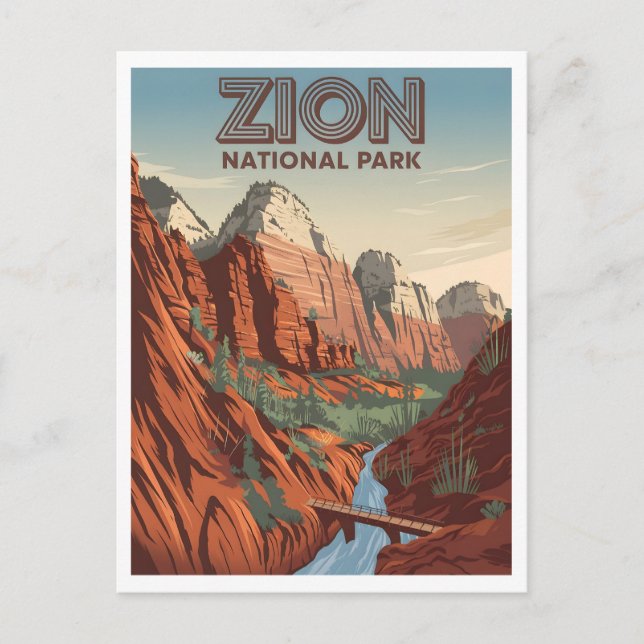 Zion National Park vintage Vykort (Framsida)