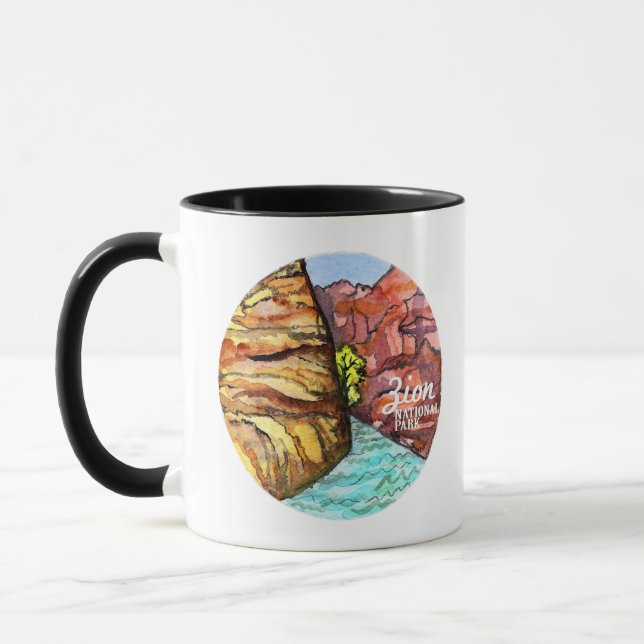 Zion National Park Watercolor Art Mugg (Vänster)