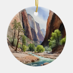 Zion National Park Watercolor Julgransprydnad Keramik
