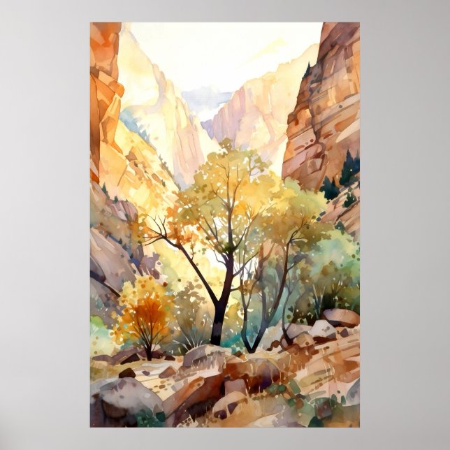 Zion National Park Watercolor Poster (Framsidan)