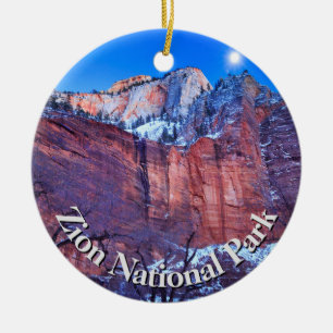 Zion National Park Winter Snö Julgransprydnad Keramik