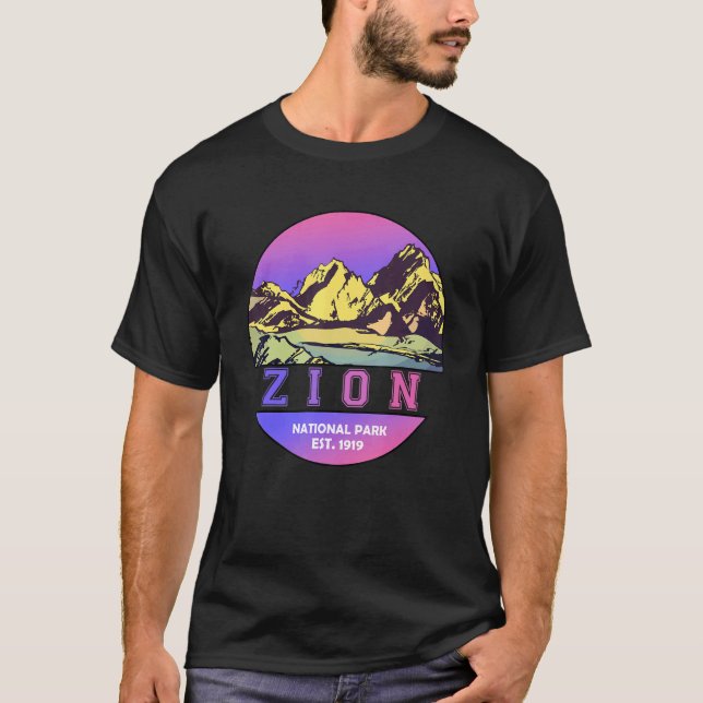 Zion National Park WPA Poster Stil Graphic Utah T Shirt (Framsida)