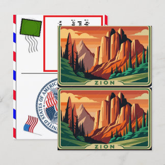 Zion nationalpark Berg med solnedgång Helg Vykort
