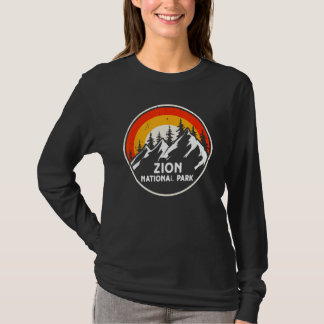 Zion Nationalpark Berg Träd & Sol Camping Hi T Shirt