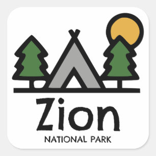 Zion nationalpark fyrkantigt klistermärke