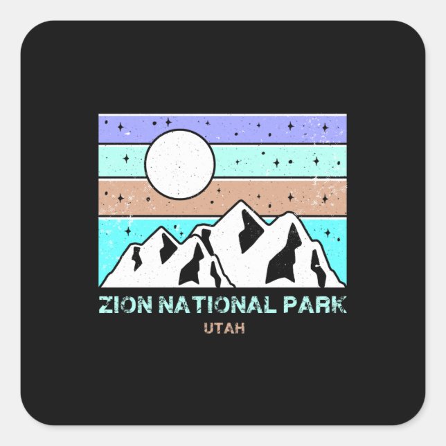 Zion nationalpark fyrkantigt klistermärke (Framsida)