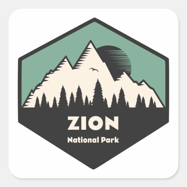 Zion nationalpark fyrkantigt klistermärke (Framsida)
