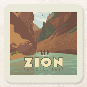 Zion nationalpark Narrows Underlägg Papper Kvadrat