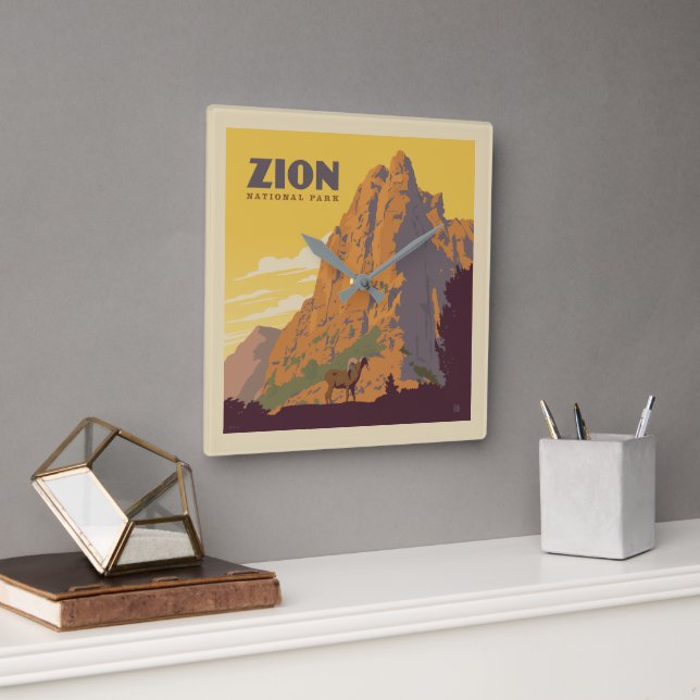 Zion nationalpark | Ram Fyrkantig Klocka (Kontor)