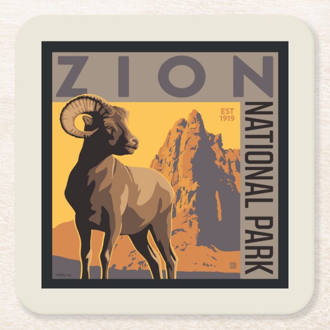 Zion nationalpark | Ram Underlägg Papper Kvadrat (Framsidan)