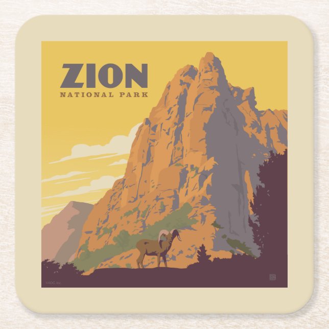 Zion nationalpark | Ram Underlägg Papper Kvadrat (Framsidan)