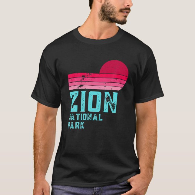 Zion nationalpark | Retro 80'S Disted T Shirt (Framsida)