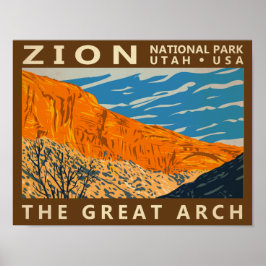 Zion nationalpark Utah Den Underbara båge 2-Vintag Poster