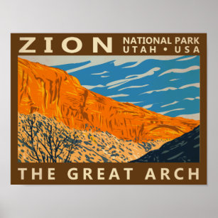 Zion nationalpark Utah Den Underbara båge 2-Vintag Poster