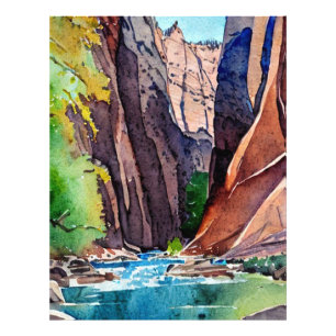 Zion nationalpark Utah Narrows by vatten färg Fototryck