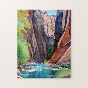 Zion nationalpark Utah Narrows by vatten färg Pussel