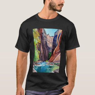 Zion nationalpark Utah Narrows by vatten färg T Shirt