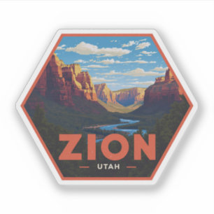 Zion nationalpark Utah Vintage resor Klistermärken