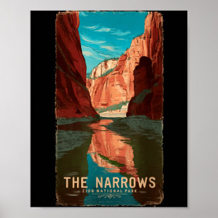 Zion nationalpark Utah vintage the narrows Poster