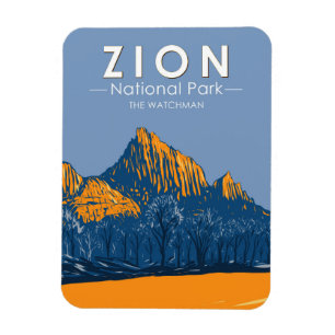 Zion nationalpark Utah Watchman-Vintagen Magnet