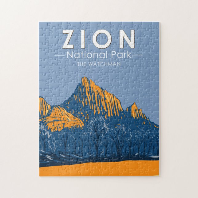 Zion nationalpark Utah Watchman-Vintagen Pussel (Vertikal)