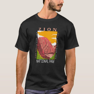 Zion Nationalpark Utah Zion Canyon Distressed Vin T Shirt