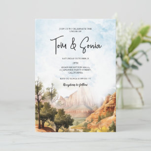 Zion nationalpark utanför Äventyr Bröllop Inbjudningar