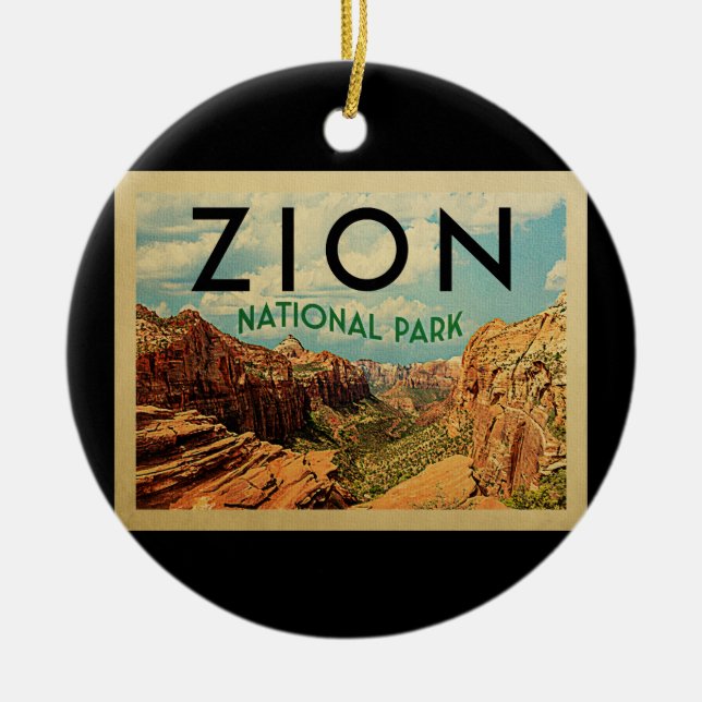 Zion nationalpark Vintage resor Julgransprydnad Keramik (Framsidan)