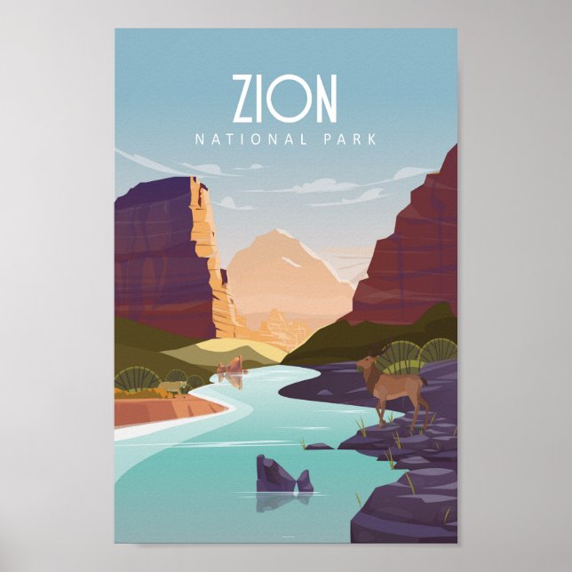 Zion nationalpark vintage resor poster (Framsidan)