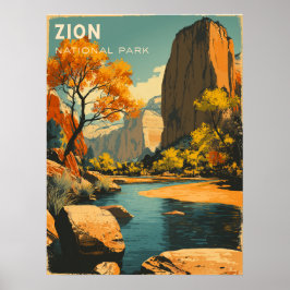 Zion nationalpark Vintage resor Poster