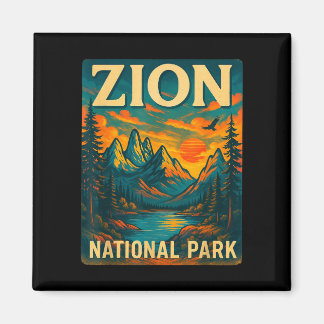 Zion nationalpark vintage resor utomhus magnet