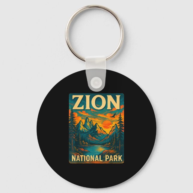 Zion nationalpark vintage resor utomhus nyckelring (Framsida)