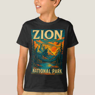 Zion nationalpark vintage resor utomhus t shirt