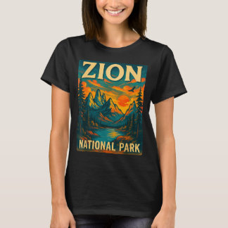 Zion nationalpark vintage resor utomhus t shirt