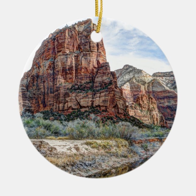 Zion nationalparkänglar som landar - Digital målar Julgransprydnad Keramik (Framsidan)