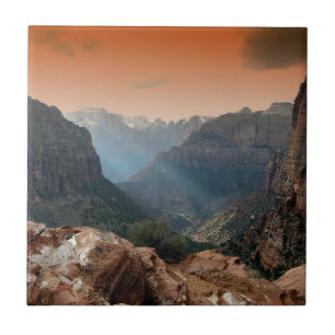 Zion nationalparksbergen Landskap Kakelplatta