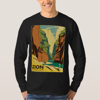 Zion The Narrows National Park Tourist Vintage Pos T Shirt