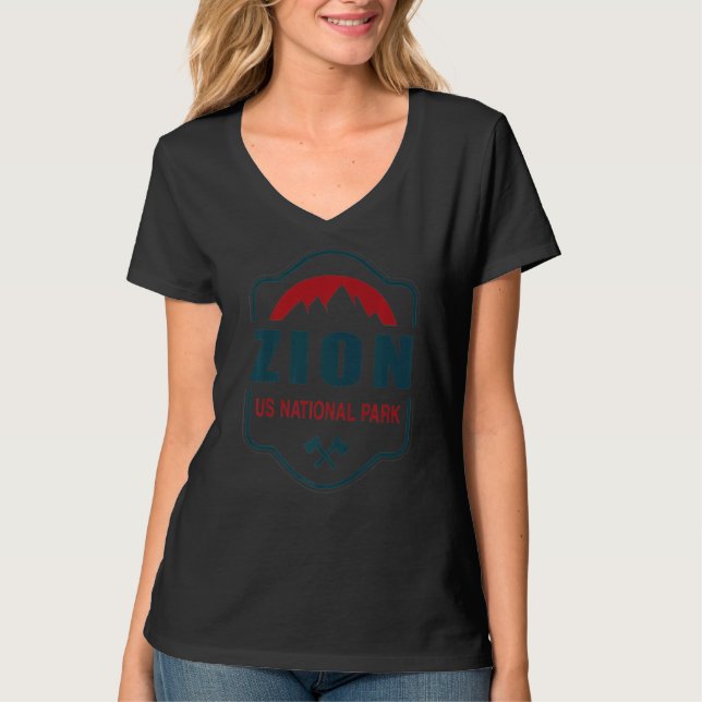 Zion US National Park Utah Backpackaging Camping H T Shirt (Framsida)