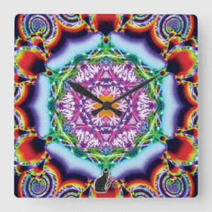 Zionesque Kaleidoscope Fyrkantig Klocka