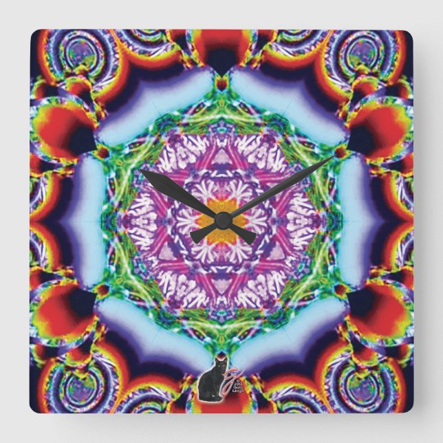 Zionesque Kaleidoscope Fyrkantig Klocka (Framsida)