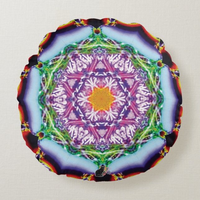 Zionesque Kaleidoscope Rund Kudde (Framsidan)