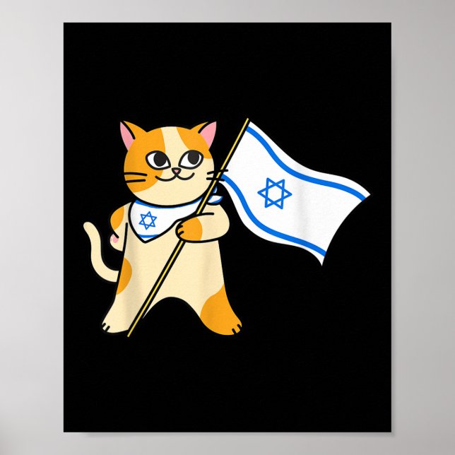 Zionist Cat israelisk Flagga Pro-israel judisk Poster (Framsidan)