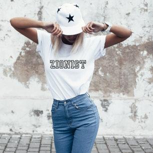 Zionist, support israel, enkel minimal svart t shirt