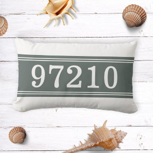 Zip Code Grönt White New Home Houseuppvärmning Lumbarkudde