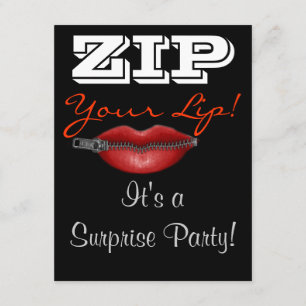 ZIP din läppöverraskning party inbjudan