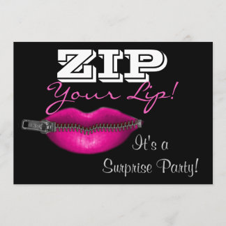 ZIP din läppöverraskning party inbjudan shock rosa